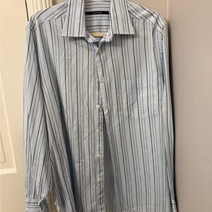 Billy Reid Blue Striped Dress Shirt